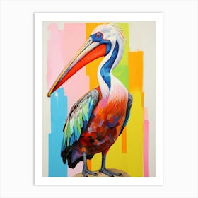 Colourful Bird Painting Brown Pelican Art Print