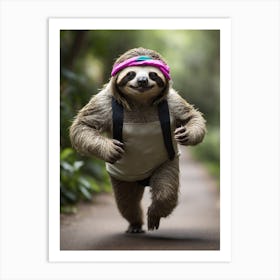 Jogging Sloth Art Print