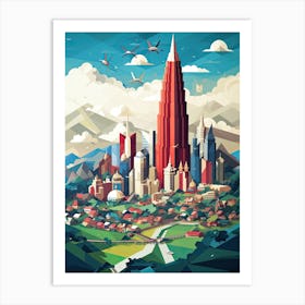 Kuala Lumpur, Malaysia, Geometric Illustration 2 Art Print