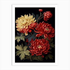 Chrysanthemums 8 William Morris Style Winter Florals Art Print