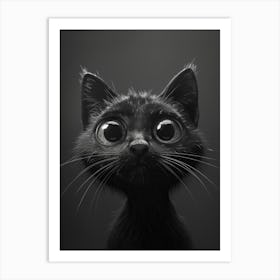 Black Cat With Big Eyes Art Print