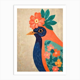 Bird With Flowers 2 Art Print