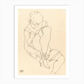 Woman Buttoning Her Shoes (1915), Egon Schiele Art Print