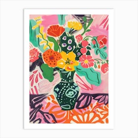 Matisse Inspired, Flowers In A Vase, Fauvism Style 1 Art Print