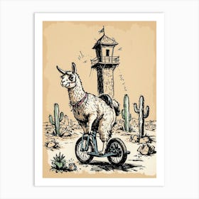 Llama On A Bike Art Print