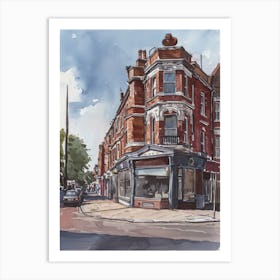 Haringey London Borough   Street Watercolour 1 Art Print