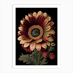 Gerbera 3 Floral Botanical Vintage Poster Flower Art Print