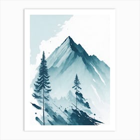 Mountain And Forest In Minimalist Watercolor Vertical Composition 259 Art Print