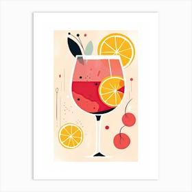 Illustration Sangria Floral Infusion Cocktail 1 Art Print