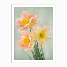 Bunch Of Daffodils Flowers Acrylic Painting In Pastel Colours 4 Art Print