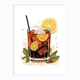 Illustration Cuba Libre Floral Infusion Cocktail 3 Art Print