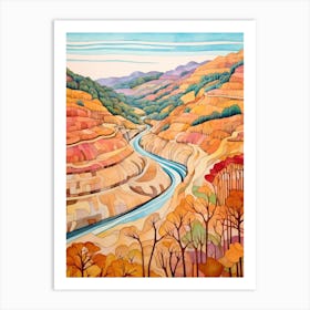 Autumn National Park Painting New River Gorge National Park West Virginia Usa 2 Art Print