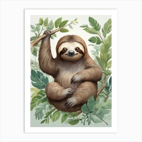 Cute Sloth Animal Illustration Art Print