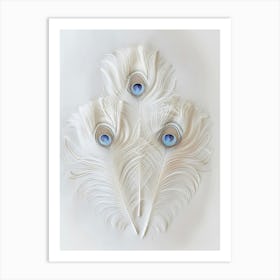 White Peacock Feathers Art Print