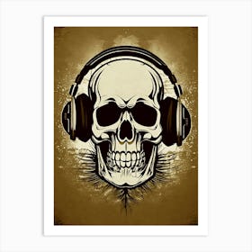 Skull With Headphones 108 Art Print