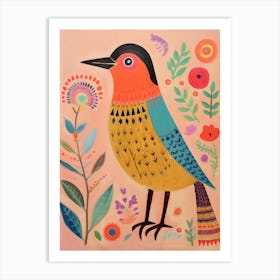 Pink Scandi Lark 2 Art Print