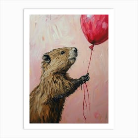 Cute Beaver 2 With Balloon Art Print