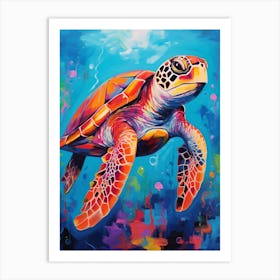 Sea Turtle Blue Abstract Art Print