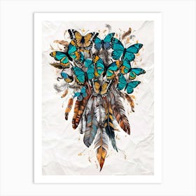 Feathers And Butterflies 1 Art Print