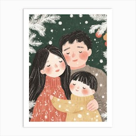 Christmas Family Love Hug. Nursery Art Print