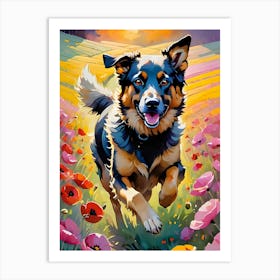 Dog In The Field Art Print