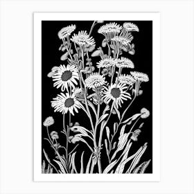 Sneezeweed Wildflower Linocut 1 Art Print