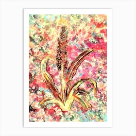 Impressionist Eucomis Punctata Botanical Painting in Blush Pink and Gold Art Print