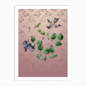 Vintage Virgin's Bower Botanical on Dusty Pink Pattern n.1500 Art Print