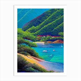 Ilhabela Brazil Pointillism Style Tropical Destination Art Print