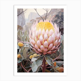 Protea 3 Flower Painting Art Print