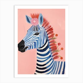 Playful Illustration Of Zebra For Kids Room 4 Art Print