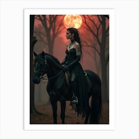 Gothic Woman On Horseback Art Print