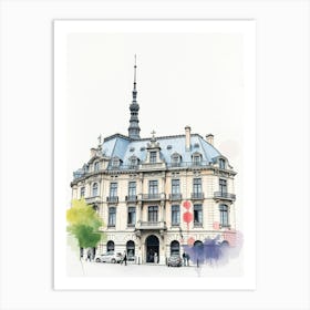 Watercolor Of A Building 1 Art Print