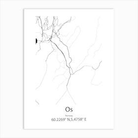 Os,Norway Minimalist Map Art Print