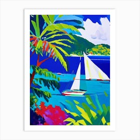 Bequia Island Saint Vincent And The Grenadines Colourful Painting Tropical Destination Art Print