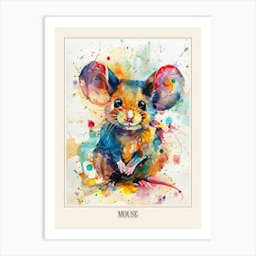 Mouse Colourful Watercolour 3 Poster Art Print