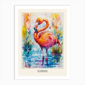 Flamingo Colourful Watercolour 1 Poster Art Print