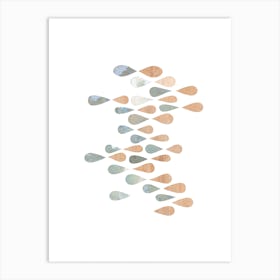 Beige Blue Abstract 01 Art Print