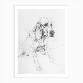 Minimalist Beagle Dog Charcoal Line 1 Art Print