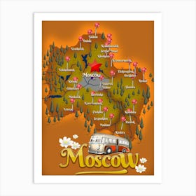 Moscow City Map Art Print