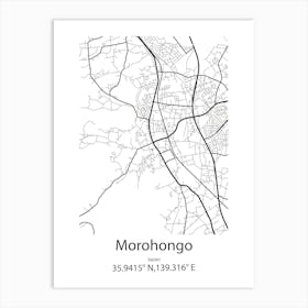 Morohongo,Japan Minimalist Map Art Print