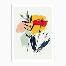 Red Poppy, Boho, Minimalism Art Print