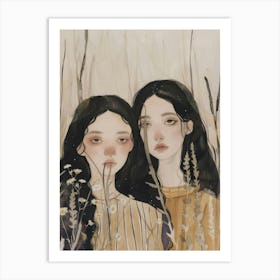 Two Girls In The Grass Art Print