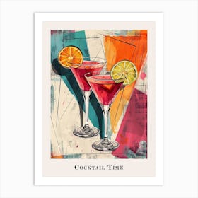 Cocktail Time Tile Watercolour Poster 6 Art Print
