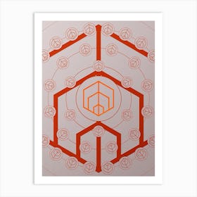 Geometric Abstract Glyph Circle Array in Tomato Red n.0115 Art Print