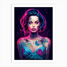 Sexy Neon Angelina Jolie Witch Art Print