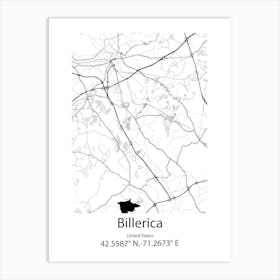 Billerica,United States Minimalist Map 1 Art Print