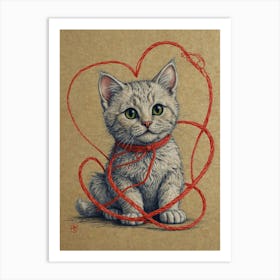 Valentine Kitten Art Print