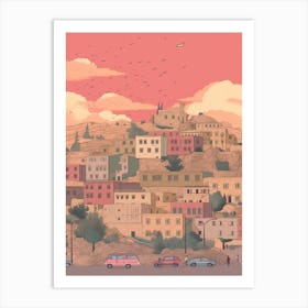 Amman Jordan Travel Illustration 2 Art Print