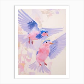 Pink Ethereal Bird Painting Eastern Bluebird 1 Art Print